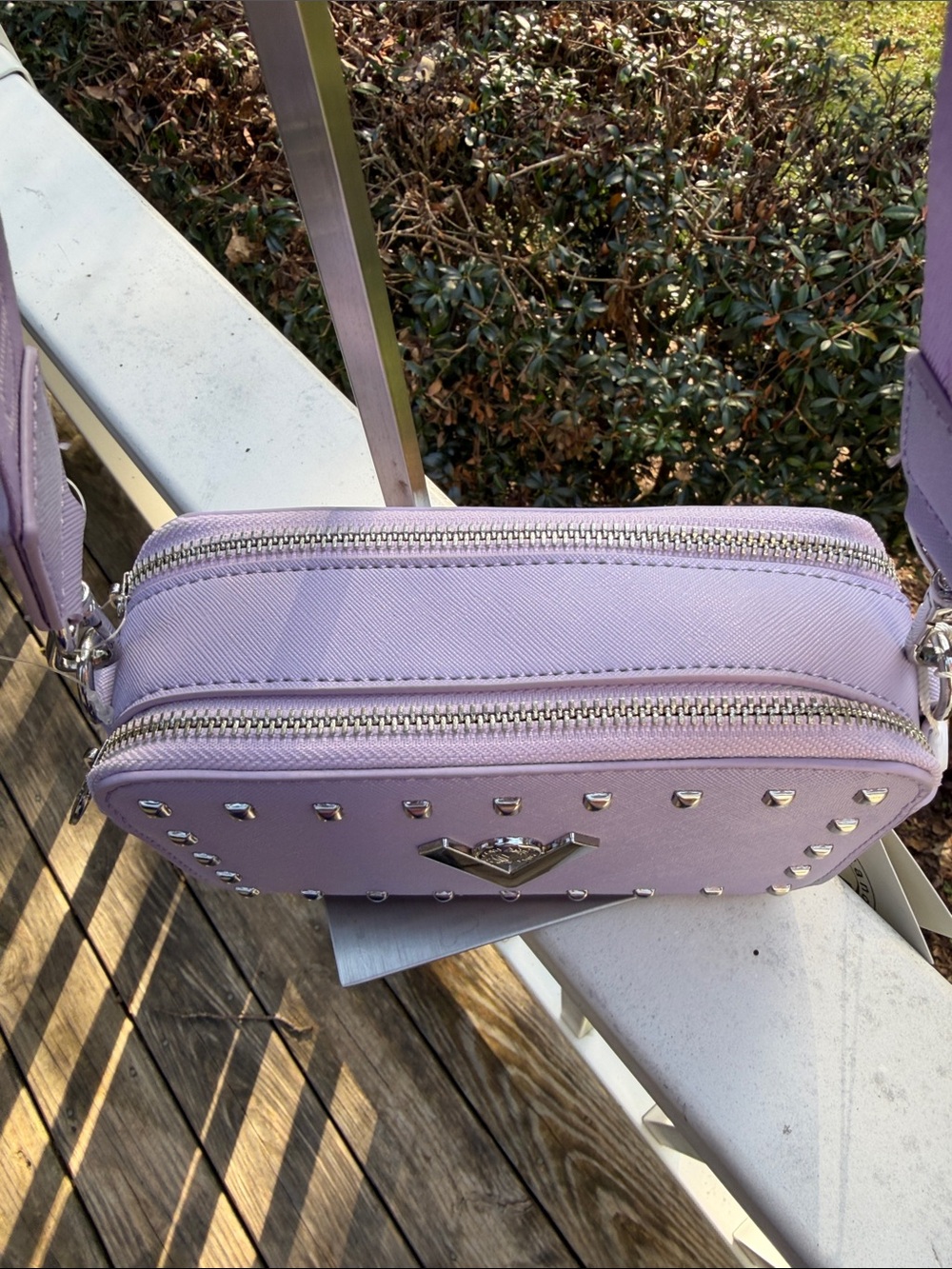 Valentino Orlandi Lavender Crossbody Bag with Stud Accents - Picture 16 of 16